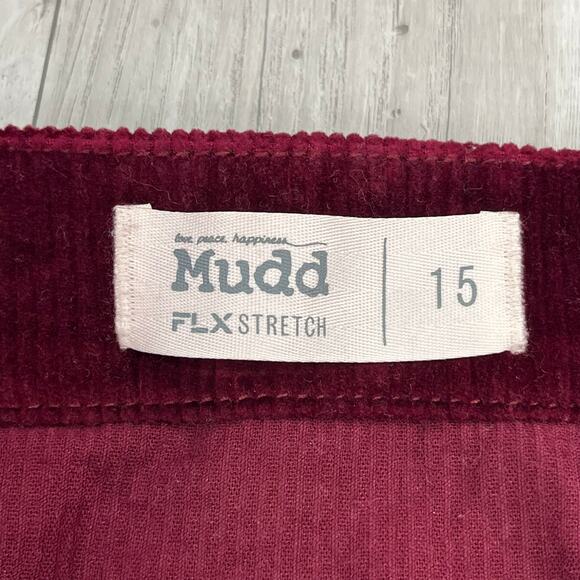 Mudd Maroon Corduroy Full Zip Accent Mid Rise Warm Holiday Mini Skirt 15 - Picture 5 of 10